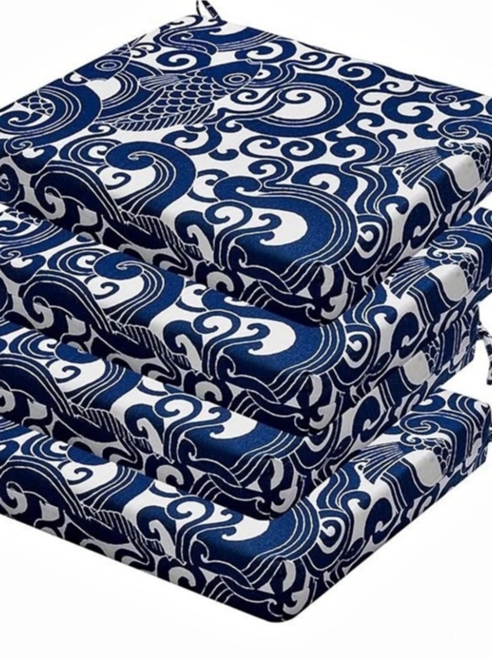 New 4- Blue & White Outdoor Chair Cushions
